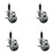 Service Caster 3'' SS Gray Poly Swivel 1'' Expanding Stem Caster Set with Brake, 4PK SCC-SSEX20S314-PPUB-TLB-1-4 - alternate 1